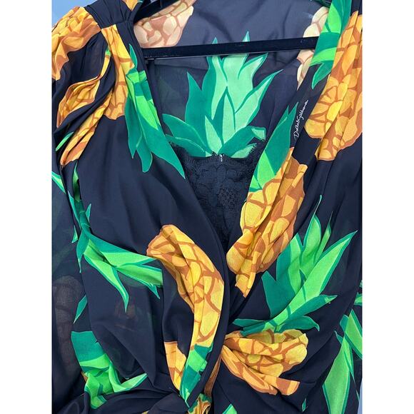 Dolce & Gabbana Runway Pineapple Wrap Silk Mini Dress Multicolor IT 40 S - Picture 10 of 13